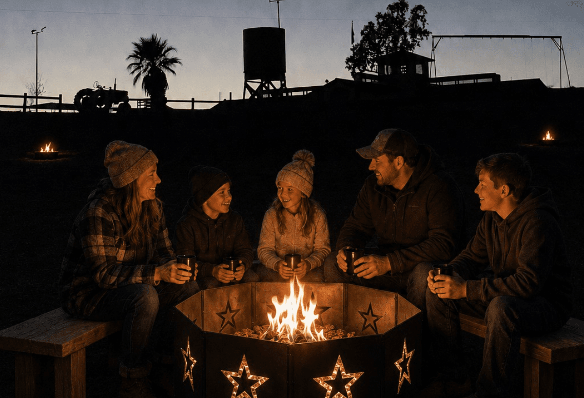 Firepit gathering illustration